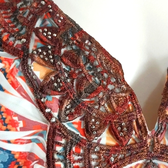 Apt. 9 Tunic Top Boho Embroidered Beaded at Neckline Sz 3X - Picture 3 of 5